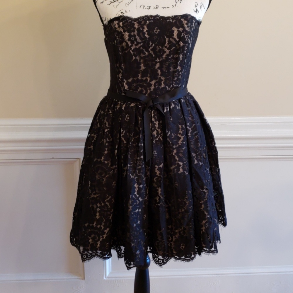 Neiman Marcus Black & Tan Lace Dress